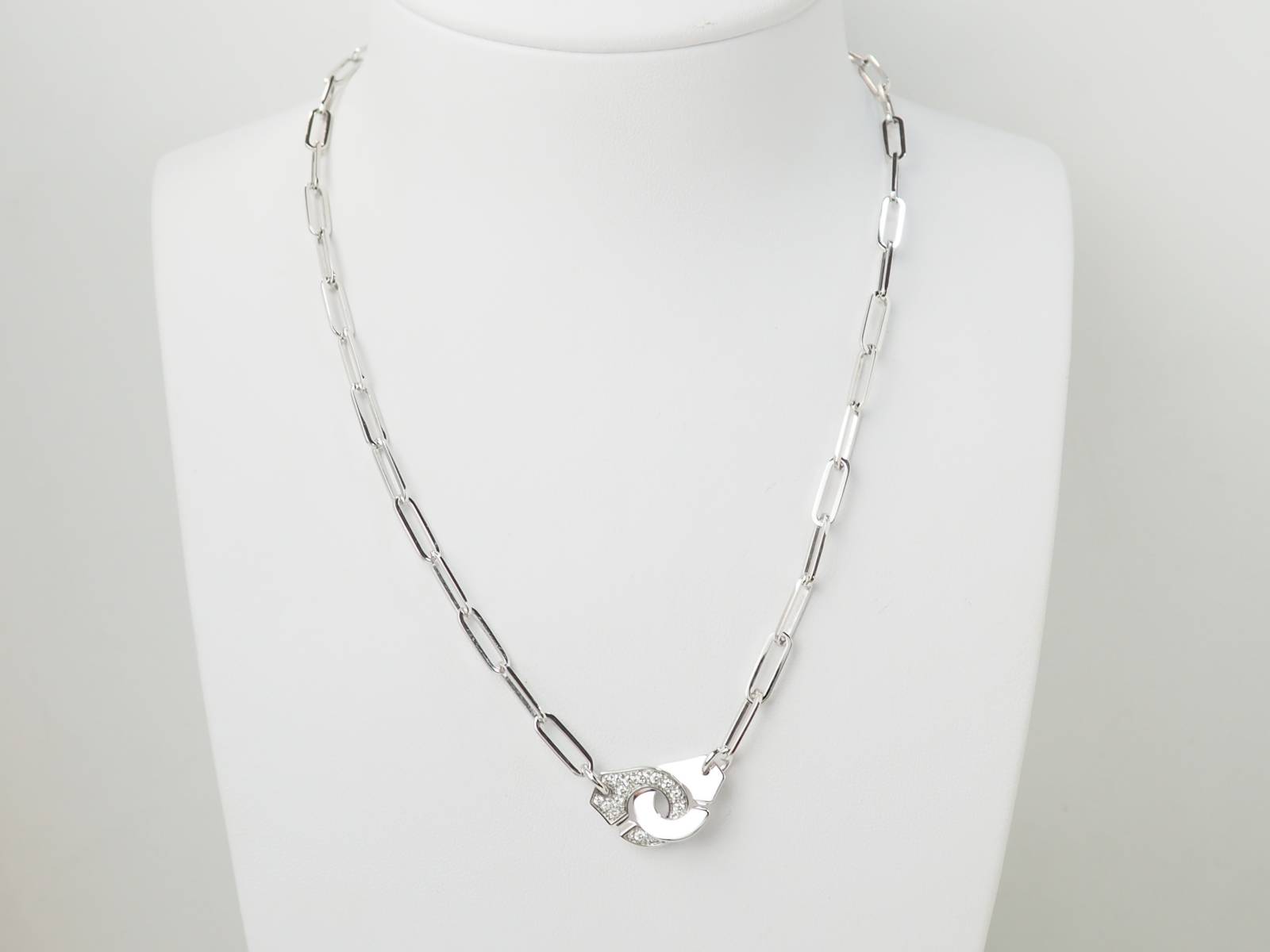 Collier Dinh Van Menottes R12 Or Blanc et Diamants en vente à Marseille - rf 33175