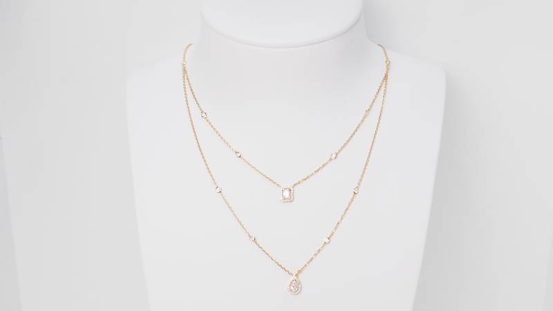 Collier Messika My Twin 2 rangs en or jaune et diamants d'occasion