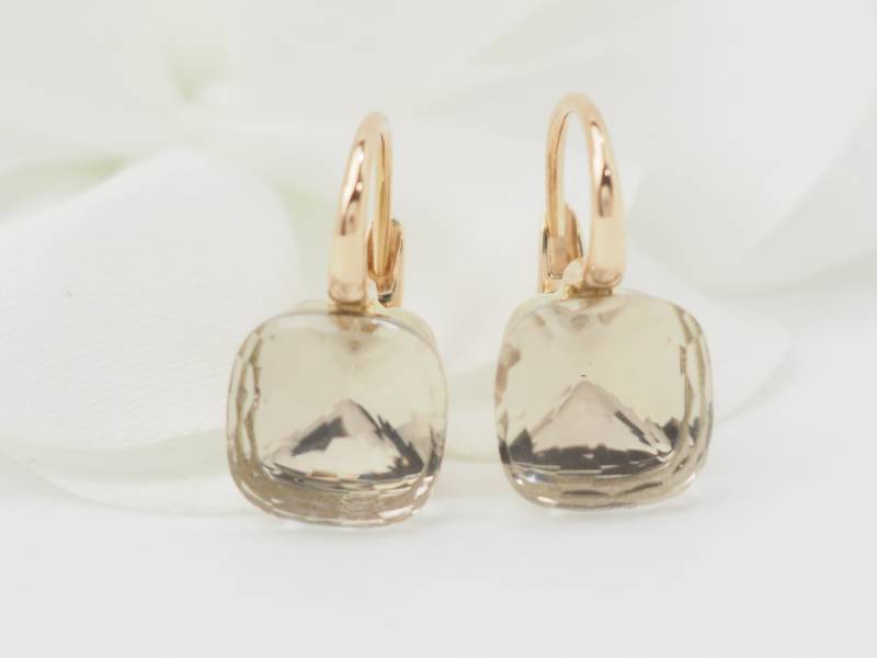 Boucles d'oreilles Pomellato en or rose et Topaze blanche en vente à Marseille