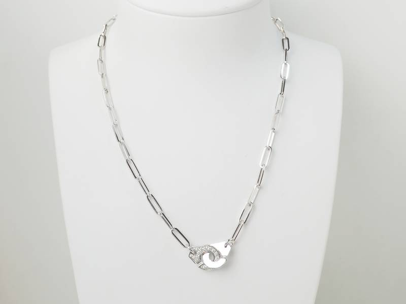 Collier Dinh Van Menottes R12 Or Blanc et Diamants en vente à Marseille - rf
